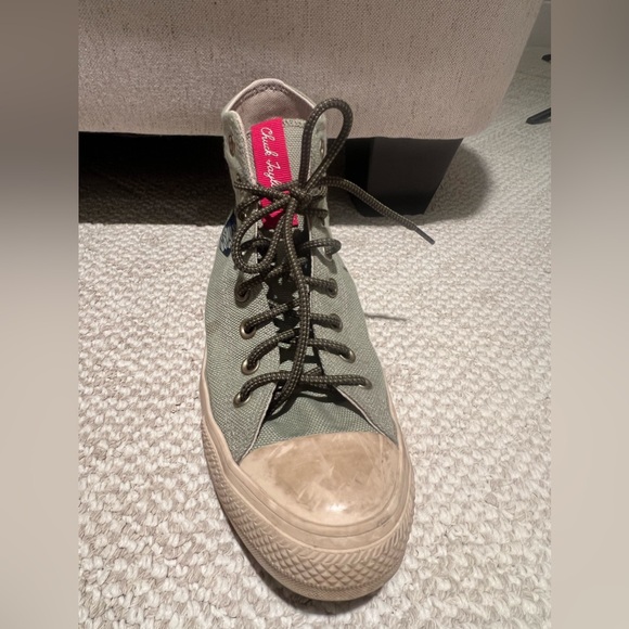 Converse Chuck Taylor|Sage Green Canvas HighTop| Flowers| Good Condition W10 M8 - Picture 7 of 12